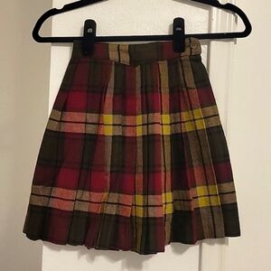 Vintage Benneton Italy Wool Blend Girl's Skirt Pleated Plaid Girl's 6 80s